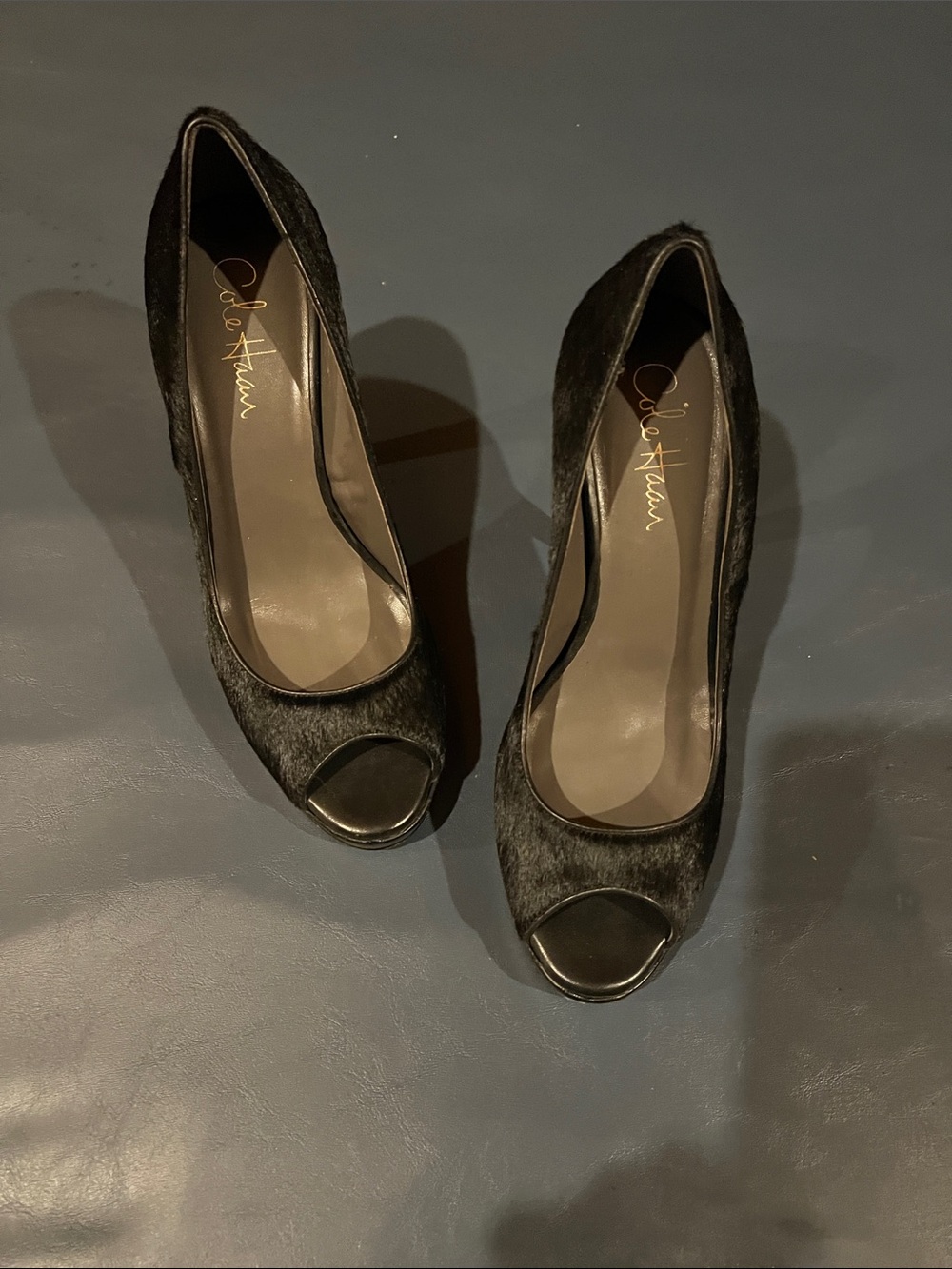 Cole Haan Black Open-Toe Pumps